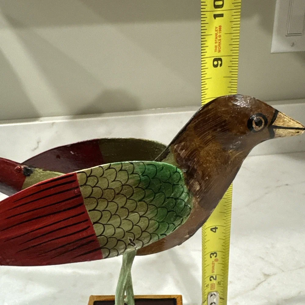 Pottery Barn Folk Art Metal Bird Floral Figurine Home Decor